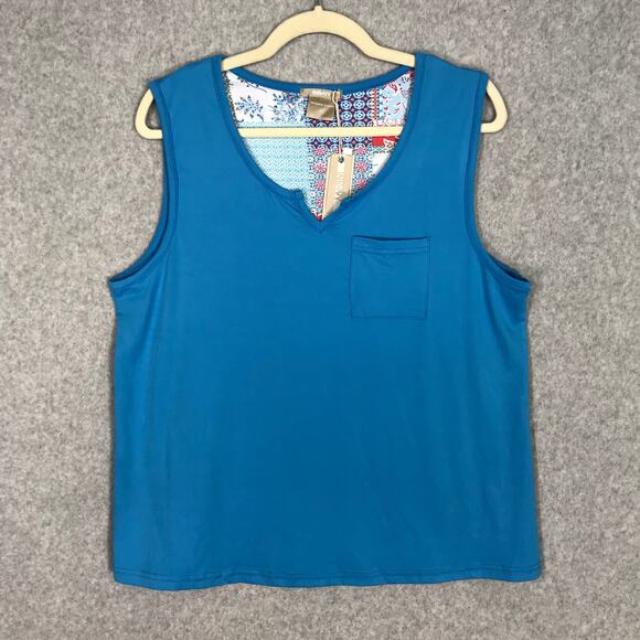 Ink + Ivy Tops - Ink and Ivy Tank Top Womens XL Blue V Notch Basic Everyday Jersey Stretch Pocket